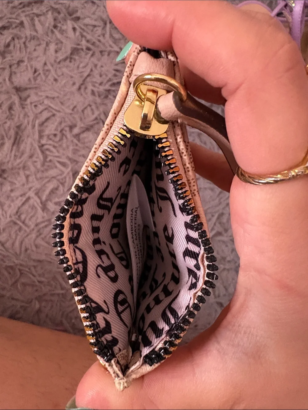 Juicy Couture Blush Pink Heart Logo Cardholder with Keychain